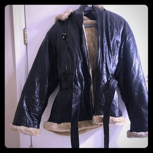 Leather sheep skin coat